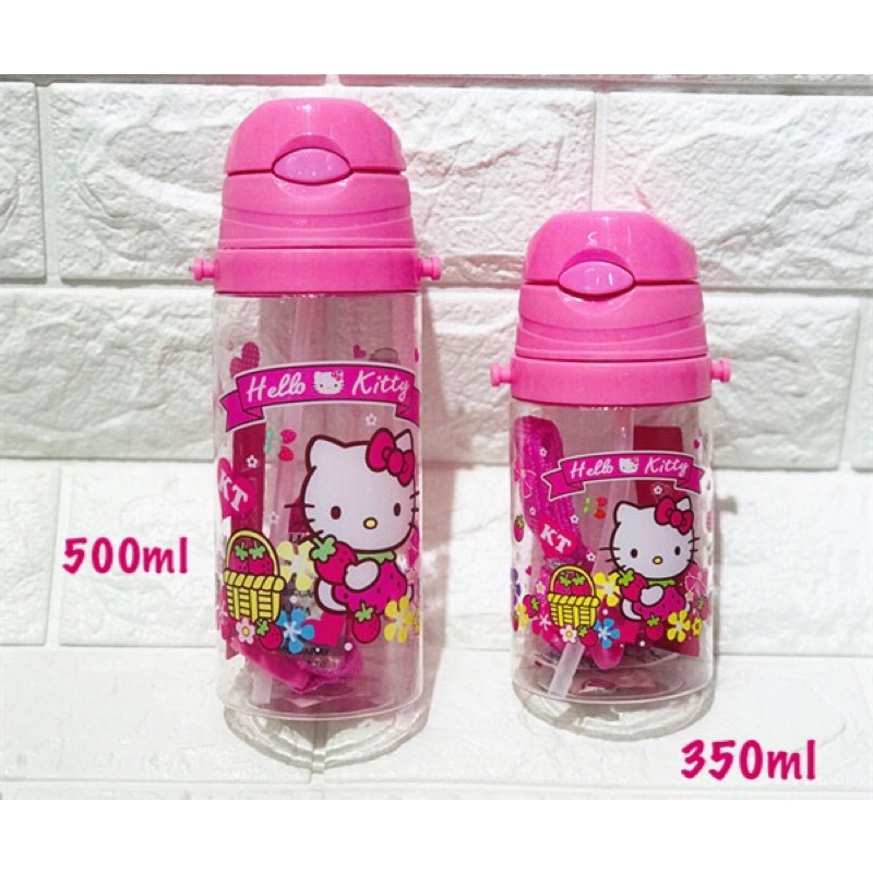 Bình nước nhựa có ống hút Hello Kitty, Elsa, Nhện, Doremon