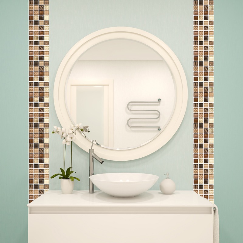 Bộ 18 Miếng Dán Tường Giả Gạch Chống Nước Tự Dính Kích Thước 10x10cm Trang Trí Nhà Bếp / Phòng Tắm