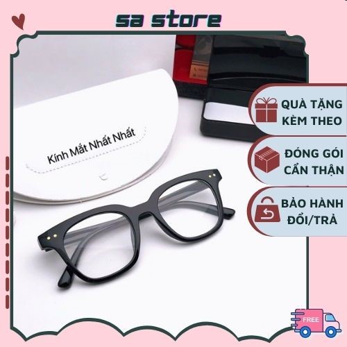 Kính mát Kính vuông gọng nhựa màu đen South Side bản lề hợp kim chữ khắc chìm 2 chấm ngang