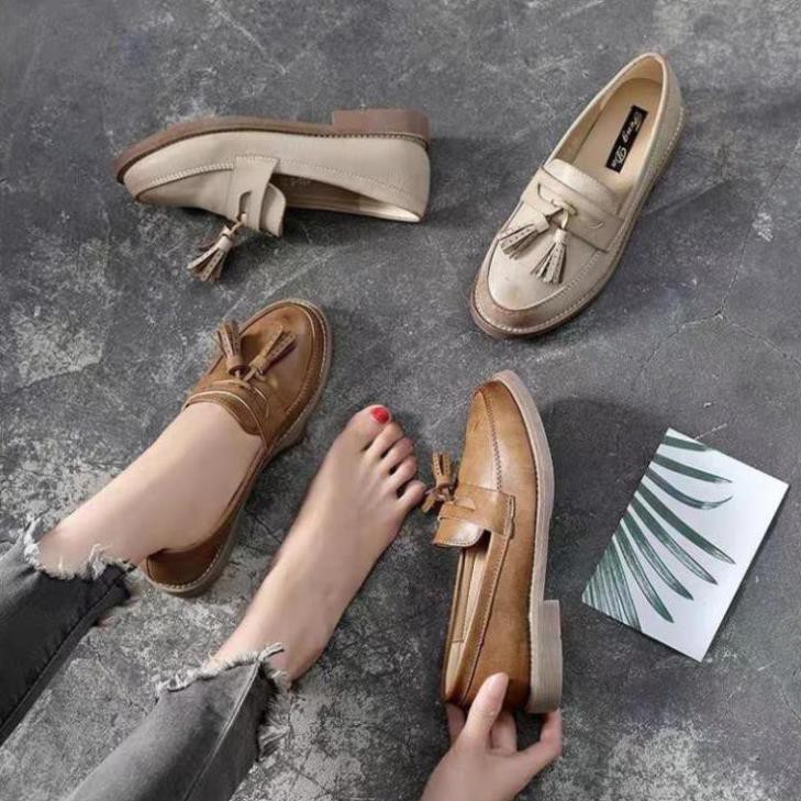 TOP NGÀNH HÀNG  Giày loafer da mềm đế bệt chất cực đẹp mà êm, mẫu moca lười chuẩn size, dễ phối đồ 4588