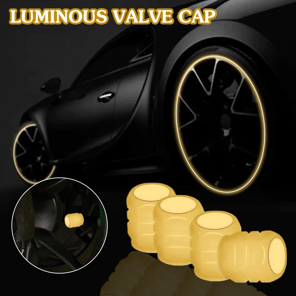 Set 4 Nắp Van Bánh Xe Dạ Quang Mini I3O8