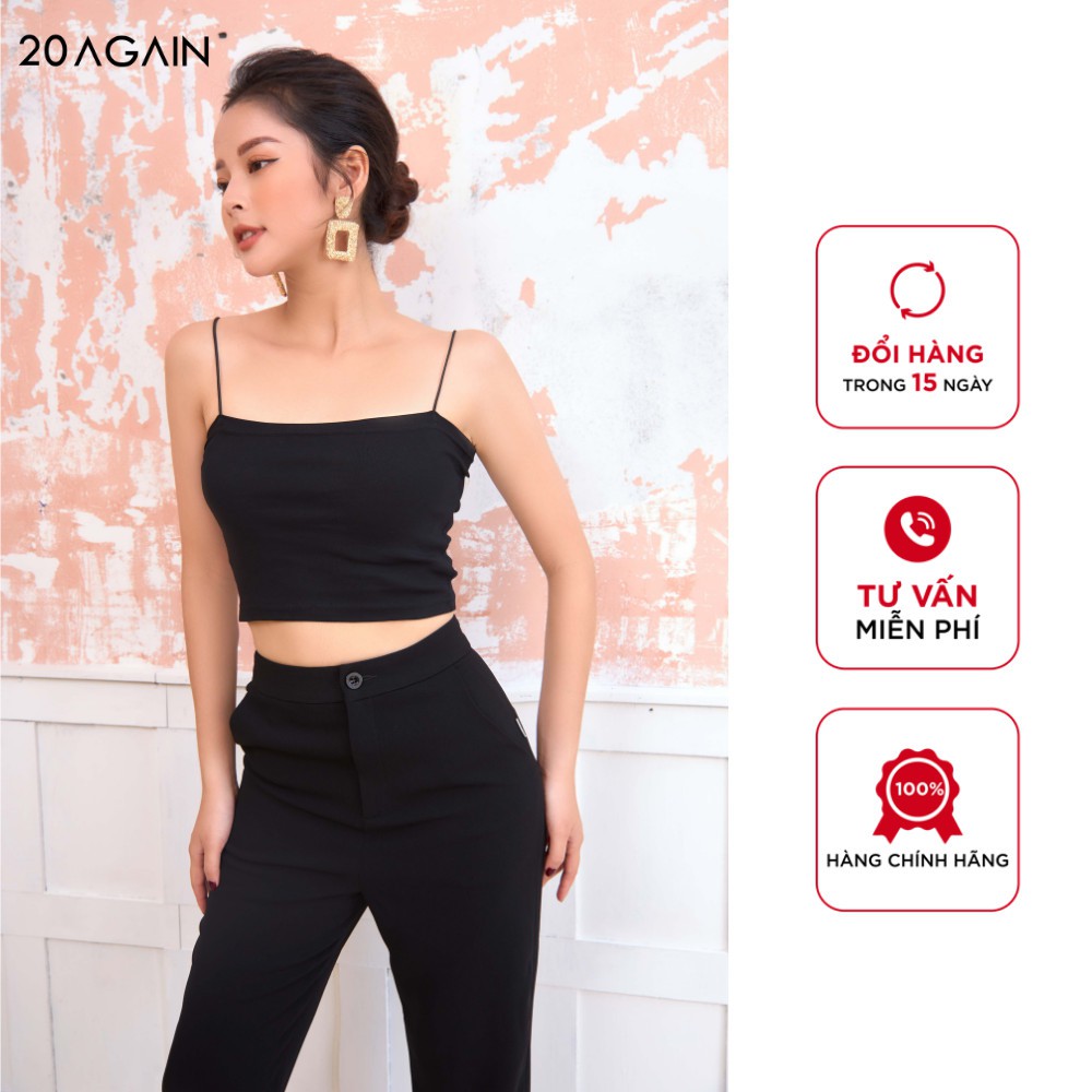 Áo 2 dây 20Again ADA1801 dáng ôm vải cotton co giãn 4 chiều cao cấp không bai nhão