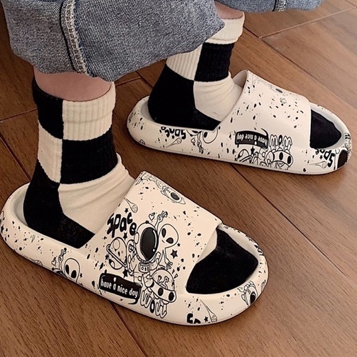 Dép Ulzzang - Dép Quai Ngang Bánh Mì chuẩn hàng quảng châu họa tiết vũ trụ Nam Nữ