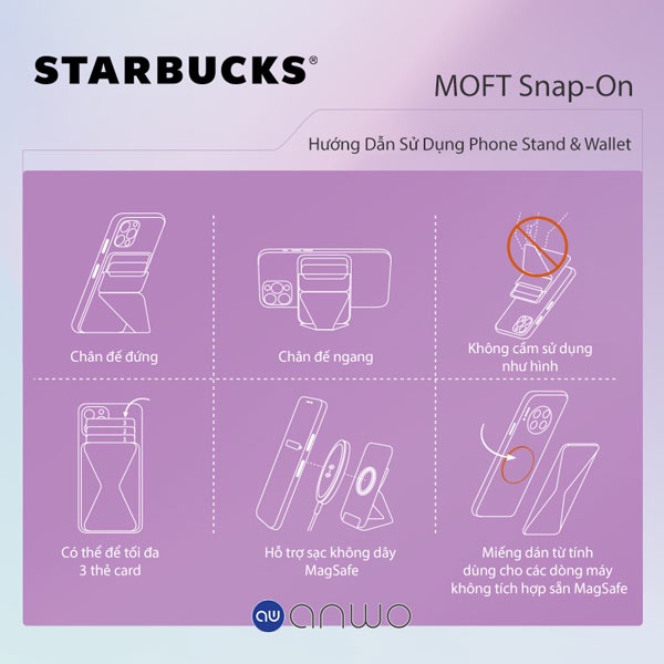 Giá Đỡ iPhone 13/12 MOFT Snap-On Phone Stand &amp; Wallet, Phiên Bản Đặc Biệt Starbucks Tích Hợp MagSafe &amp; Ví Để 3 Thẻ Card