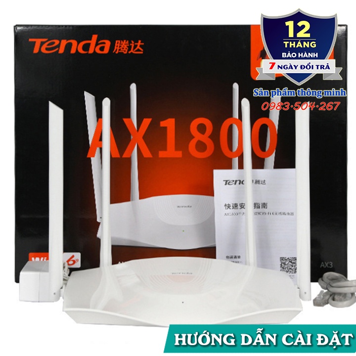 Bộ phát Wifi Router Tenda TX3 AX1800 hỗ trợ - Wifi 6 - Băng tần kép tốc độ 1800Mbps - Giao diện Tiếng Anh