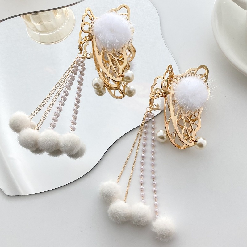 Kẹp Tóc Đính Ngọc Trai Và Tua Rua Bằng Hợp Kim Phong Cách Hàn Quốc Mới Phổ Biến