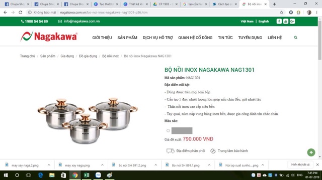 Bộ nồi 5 đáy Nagakawa NAG1301