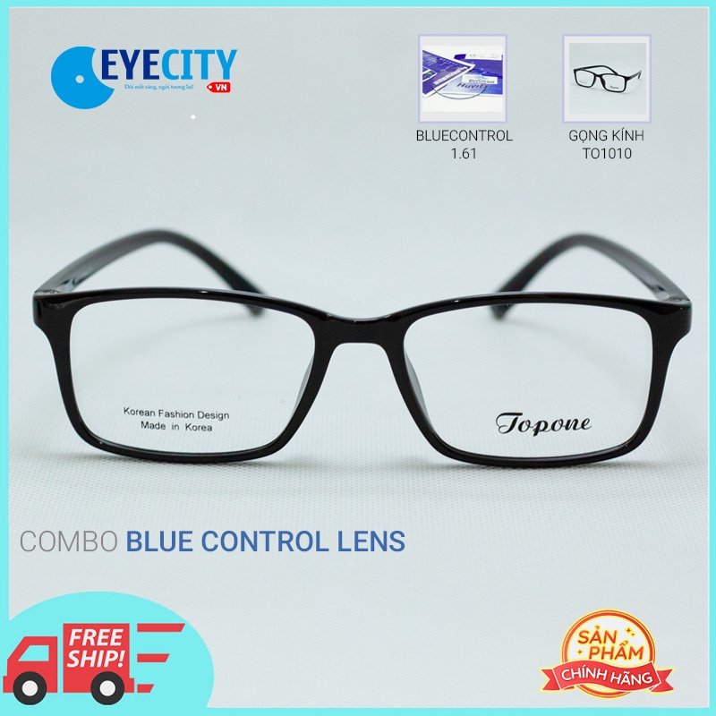 Combo Kính chống ánh sáng xanh cao cấp Huvitz BlueControl chiết suất 1.61với Gọng Kính Cận Hàn Quốc 