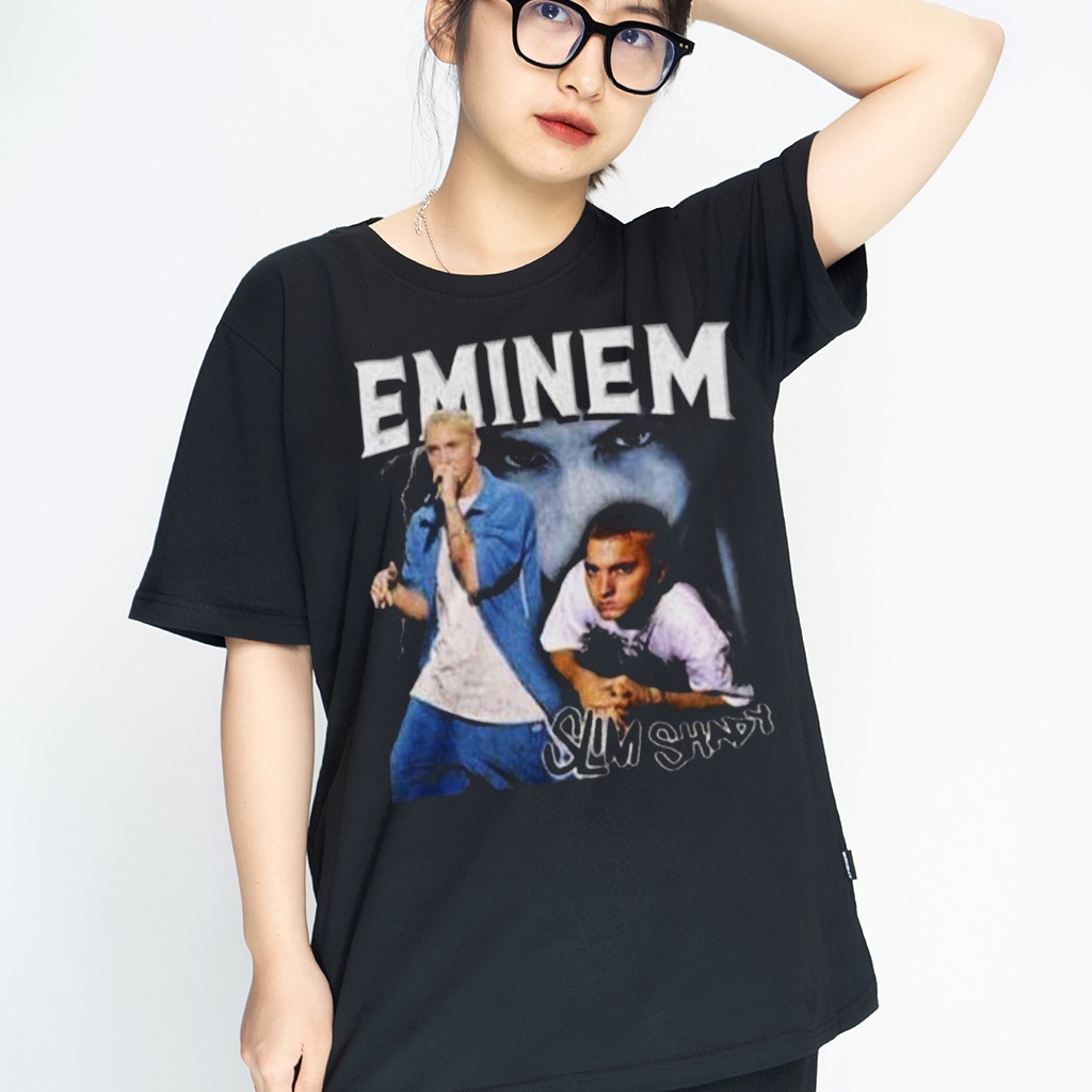 T9Ao /Áo thun Eminem Slim Shady wright ca sĩ cotton tay ngắn phong cách streetwear âu mỹ!