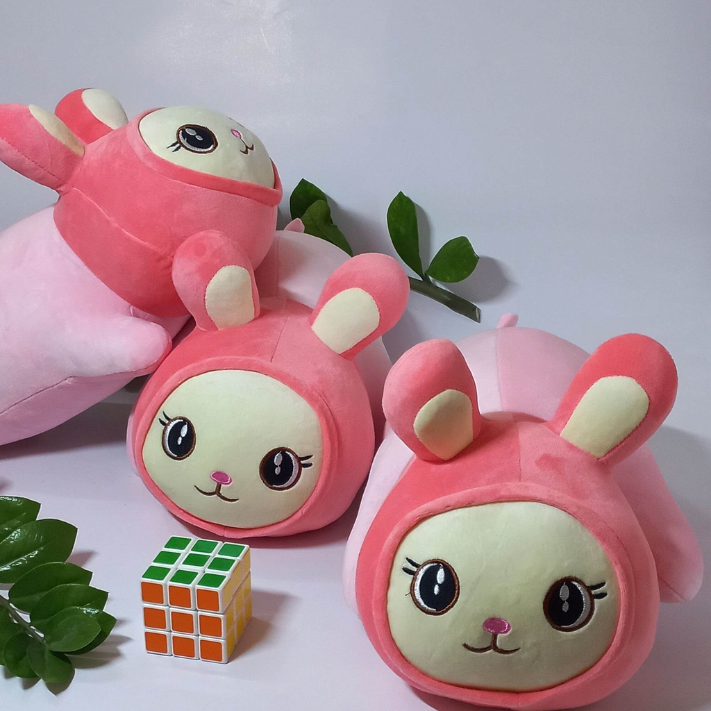 Gấu bông thỏ nằm siêu cute đáng yêu , thỏ hồng đồ chơi cho bé kich thước 40 cm - SANBEO.VN