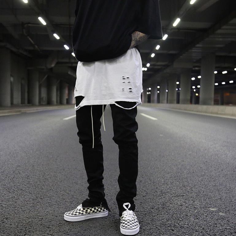 Quần Jean Nam đen trơn Skinny Zipper ( có zip ở ống quần ) phong cách mở | BigBuy360 - bigbuy360.vn