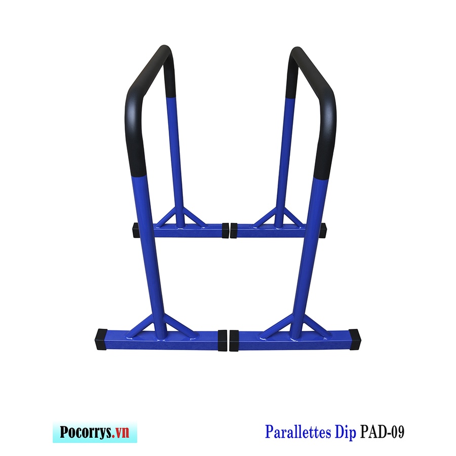 Xà kép Parallettes Dip cao 90cm, Pocorrys PAD-09, Màu đen chân lam