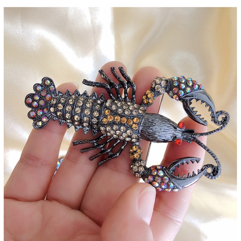 Ghim Cài Áo Hình Tôm Hùm Đính Đá Lấp Lánh