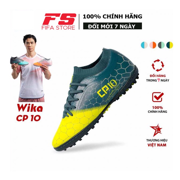 Giày Đá Bóng Wika Cp10 Công Phượng Sân Cỏ Nhân Tạo Chính Hãng Da Microfiber Cổ Chun Dệt Ôm Chân Đế Giày Tf Cao Su Non