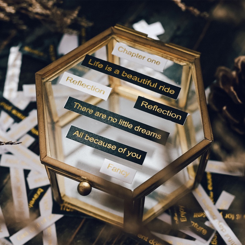 Set 8 tấm sticker câu quotes trắng đen dòng chữ tiếng anh