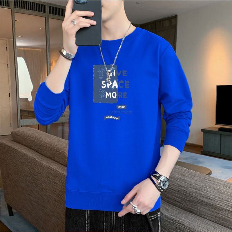 Áo Thun Nam Dài Tay Dáng Rộng In Chữ Phong Cách Hàn Quốc