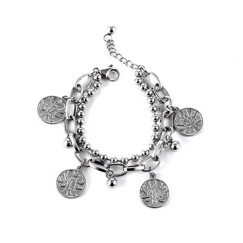 Vòng Tay Hai Sợi Bằng Thép Titan Mặt Hình Cây Và Thánh Giá Phong Cách Hip Hop | BigBuy360 - bigbuy360.vn