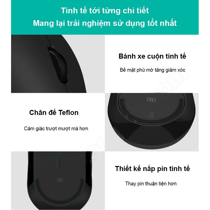 Chuột máy tính không dây Xiaomi Mi Dual Mode Wireless Mouse Silent Edition, Chuột không dây không tiếng ồn Bluetooth 4.0