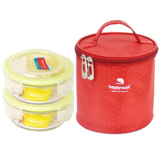 Bộ hộp thủy tinh tròn Happy Cook 2pcs 400ml