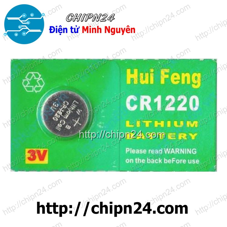 [2 VIÊN] Pin CR1220 trong vỉ 3V HUIFENG XANH LÁ