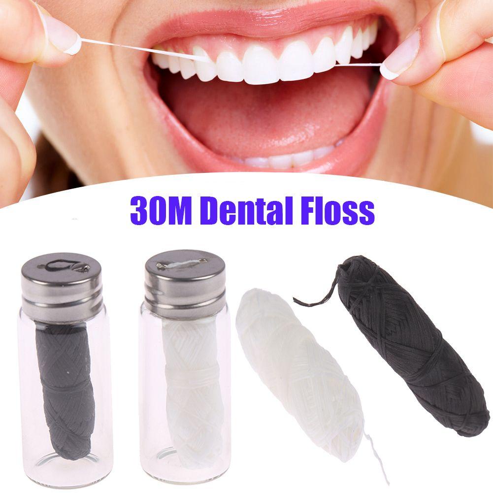 [Hàng mới về] Lọ chỉ nha khoa làm sạch vệ sinh răng miệng hương bạc hà thân thiện với môi trường 30m nhiều màu tùy chọn