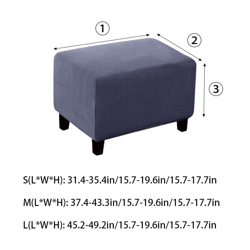 Rectangle Ottoman Cover Slipcover Stool Footrest Footstool Protector Non Skid