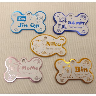 Thẻ tên - biển tên chống lạc cho chó mèo (Tặng kèm vòng cổ)
