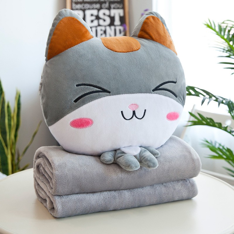 Gối Mền Ủ Tay 3 Trong 1 Hoạt Hình Heo Mèo PA9632