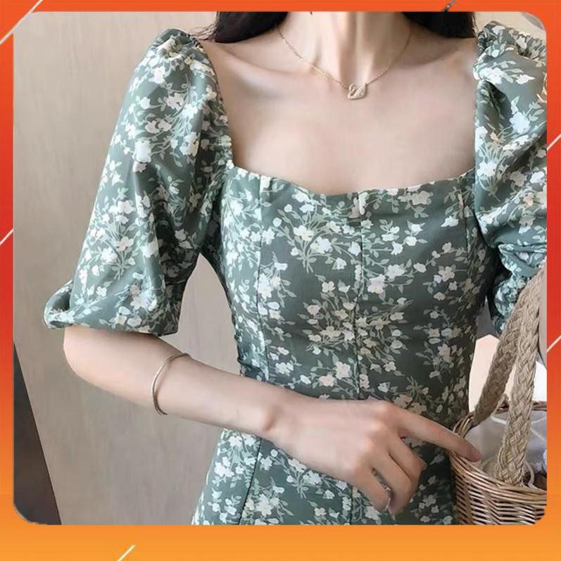 Đầm Chữ A Xanh Hoa Nhí Hở Lưng Siêu Hot Hit | BigBuy360 - bigbuy360.vn