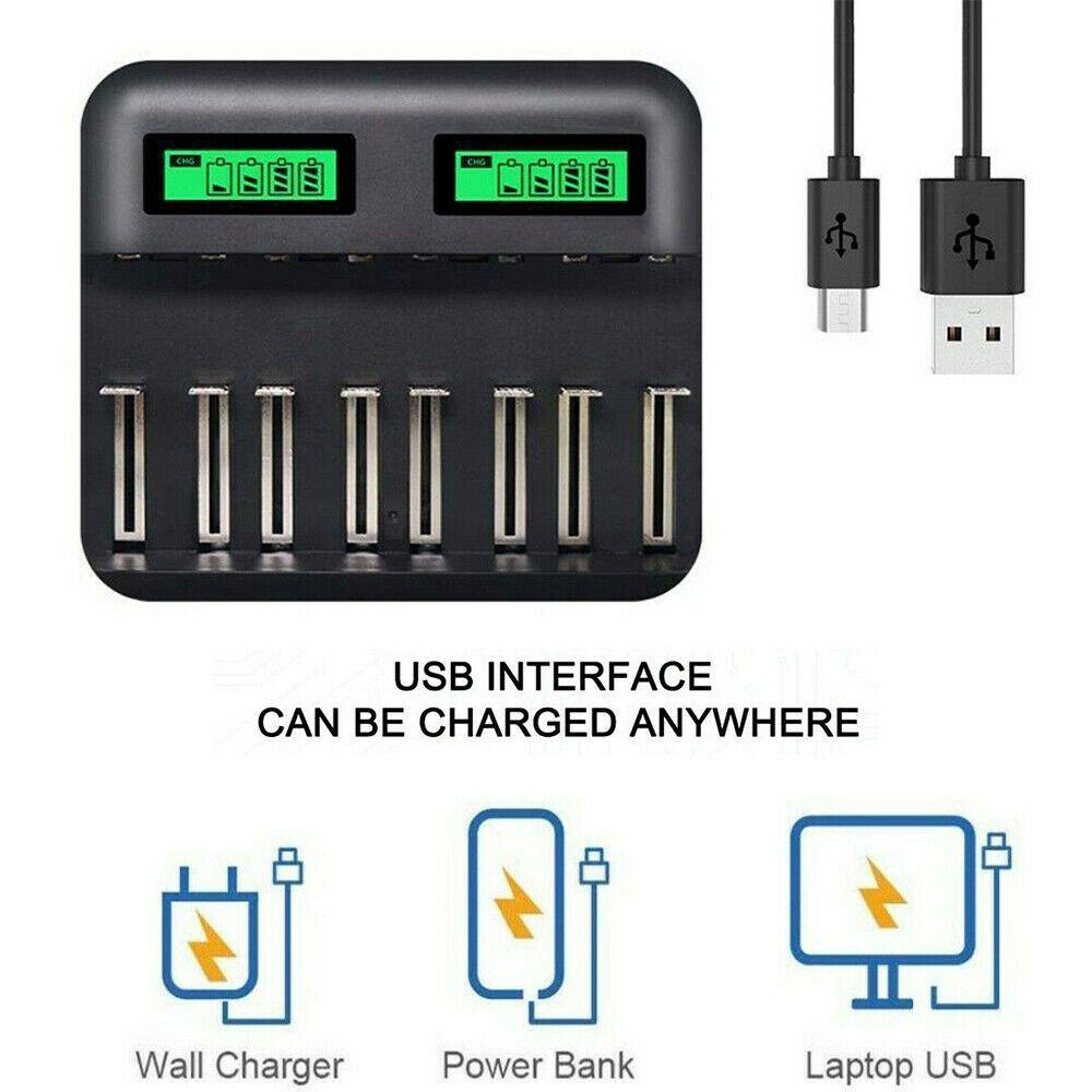 Bộ Sạc Pin Thông Minh 8 Ngăn Cho Pin AA AAA C D