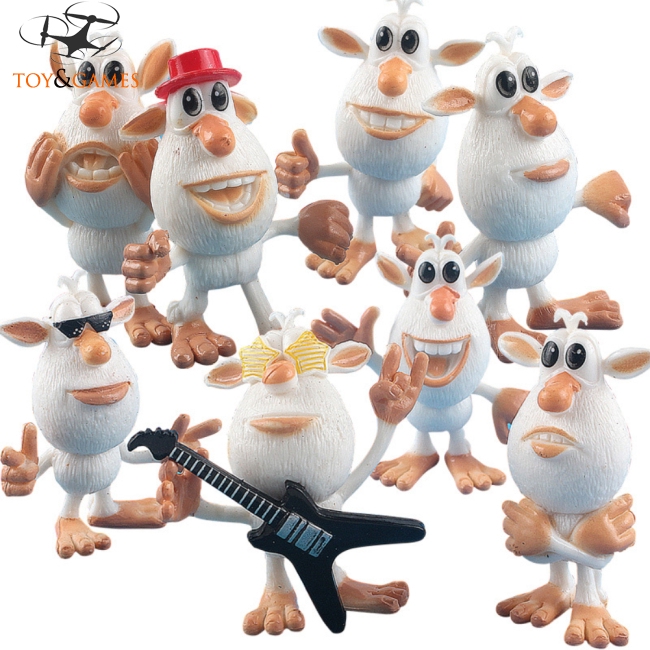 Bộ 8 tượng búp bê hình lợn Booba Buba độc đáo để bàn trang trí nội thất