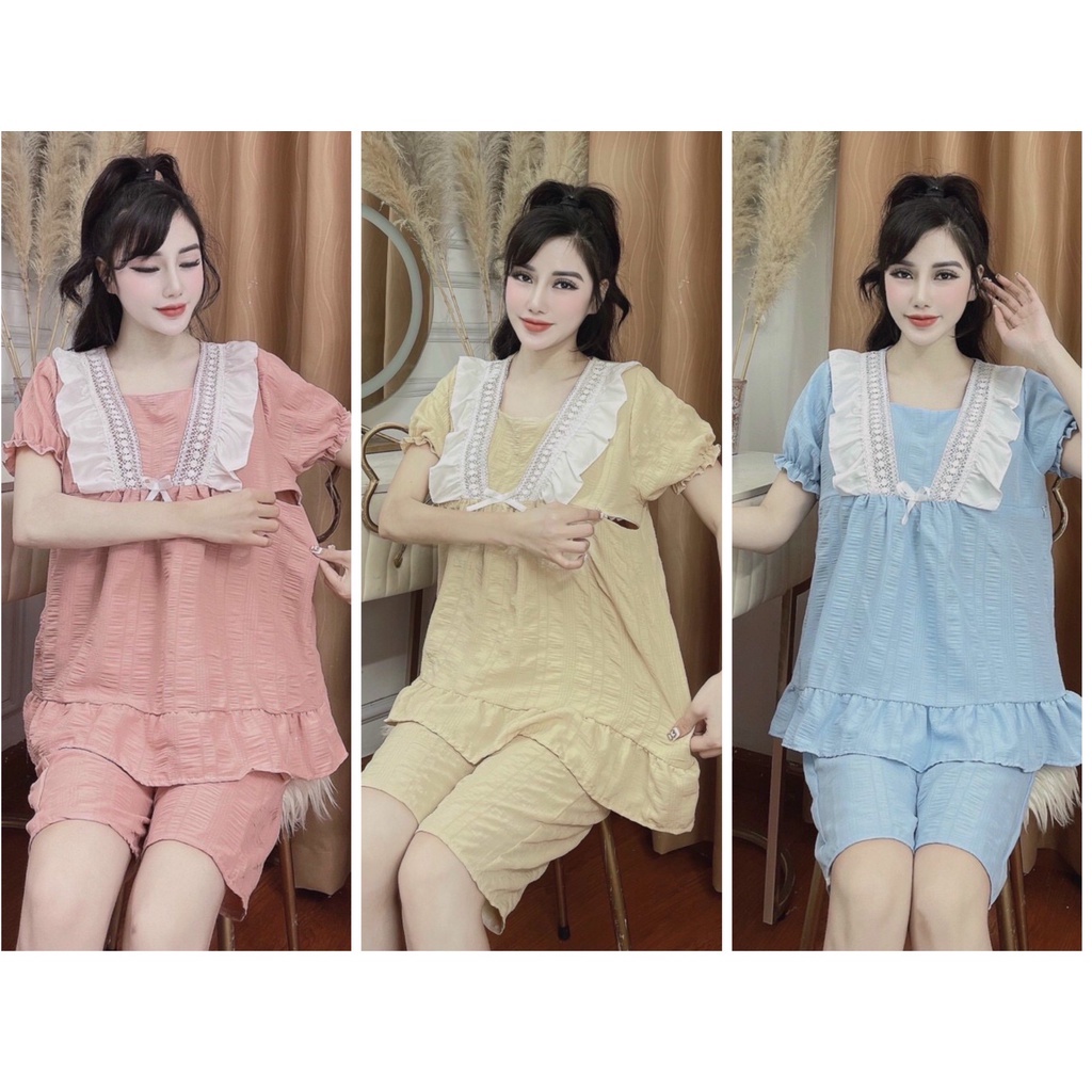 Bộ bầu quần áo bầu bộ sau sinh cho bé ti chất thoáng mát, tiện lợi mặc nhà ngày hè nóng bức freesize 40-70kg