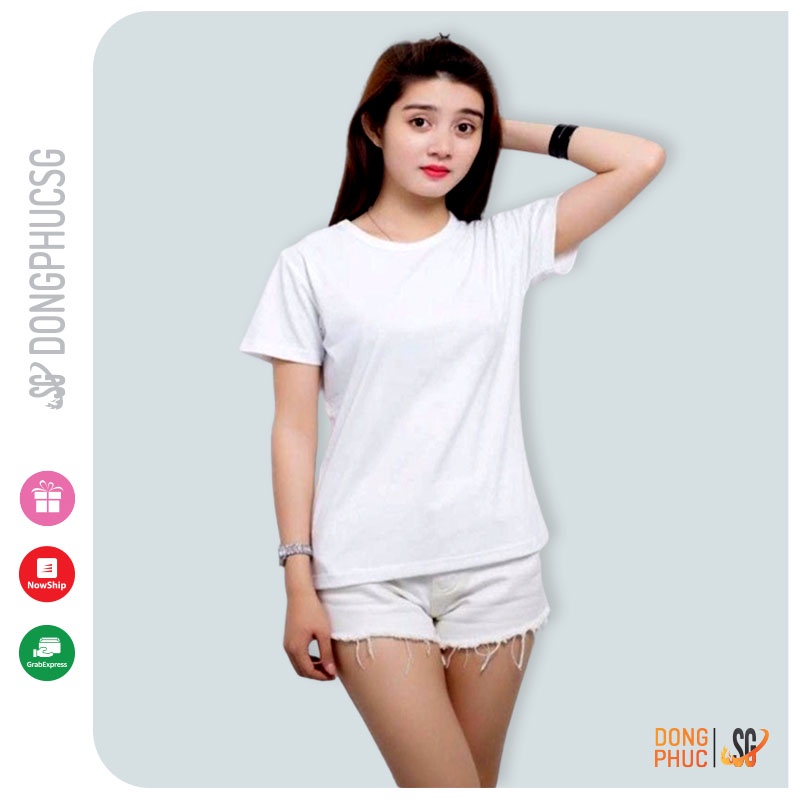 Áo thun trơn màu trắng phông unisex basic nam nữ ulzzang cổ tròn thun cotton 4 chiều mềm mịn ATTT | SG