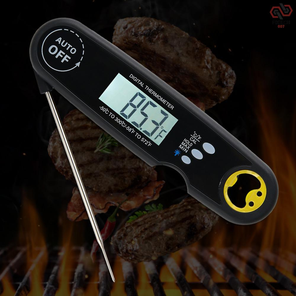 Foldable Digital Thermometer Waterproof Food Thermometer Probe Meat Steak BBQ Temperature Gauge Beer Opener Kitchen Cooking Tools