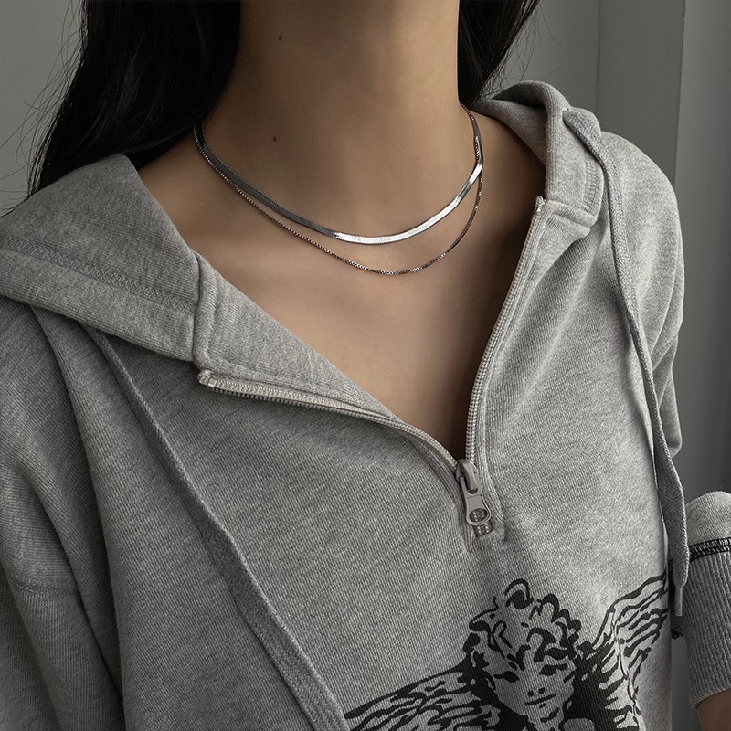 Vòng cổ Mặt Xương Rắn Phong Cách Hip Hop Đơn Giản