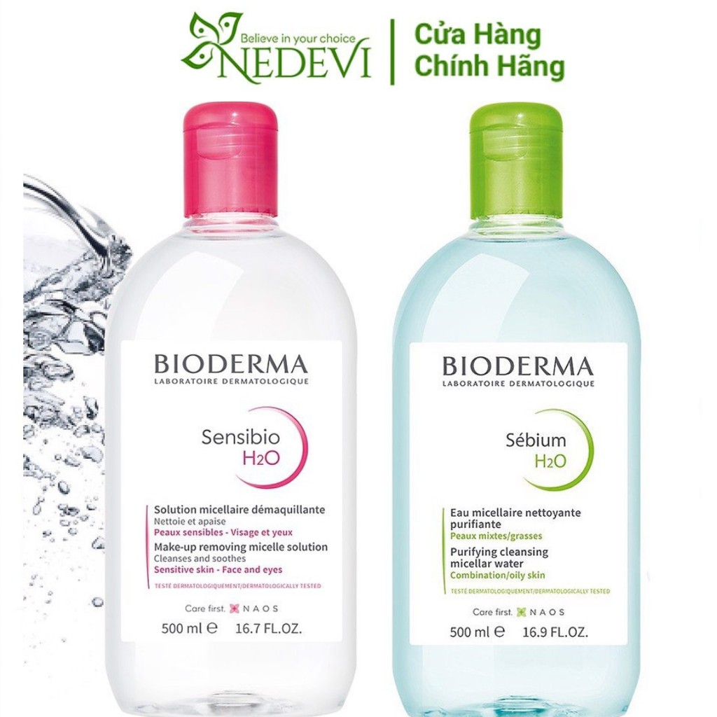 Nước tẩy trang Bioderma dành cho da dầu Sebium, da nhạy cảm Sensibio Pháp - NEDEVI Chính Hãng