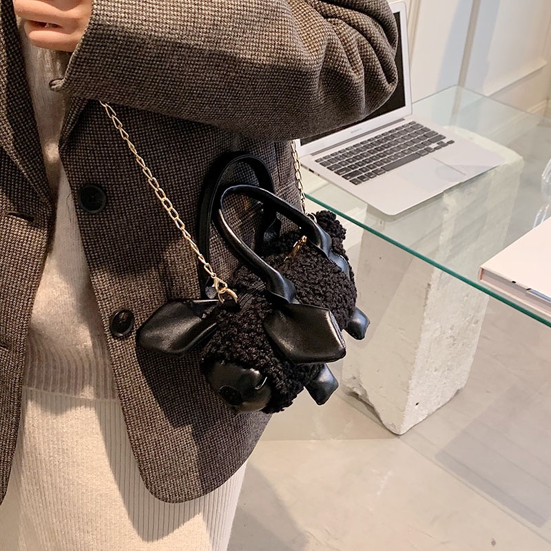 Túi Đeo Chéo Phủ Lông Cỡ Nhỏ Thời Trang Thu Đông Dễ Thương