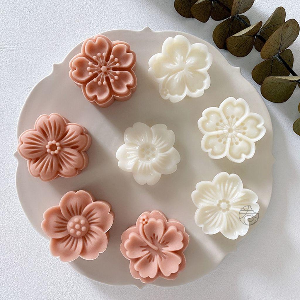 Khuôn Nhấn Làm Bánh Trung Thu Hình Hoa Anh Đào 3D DIY