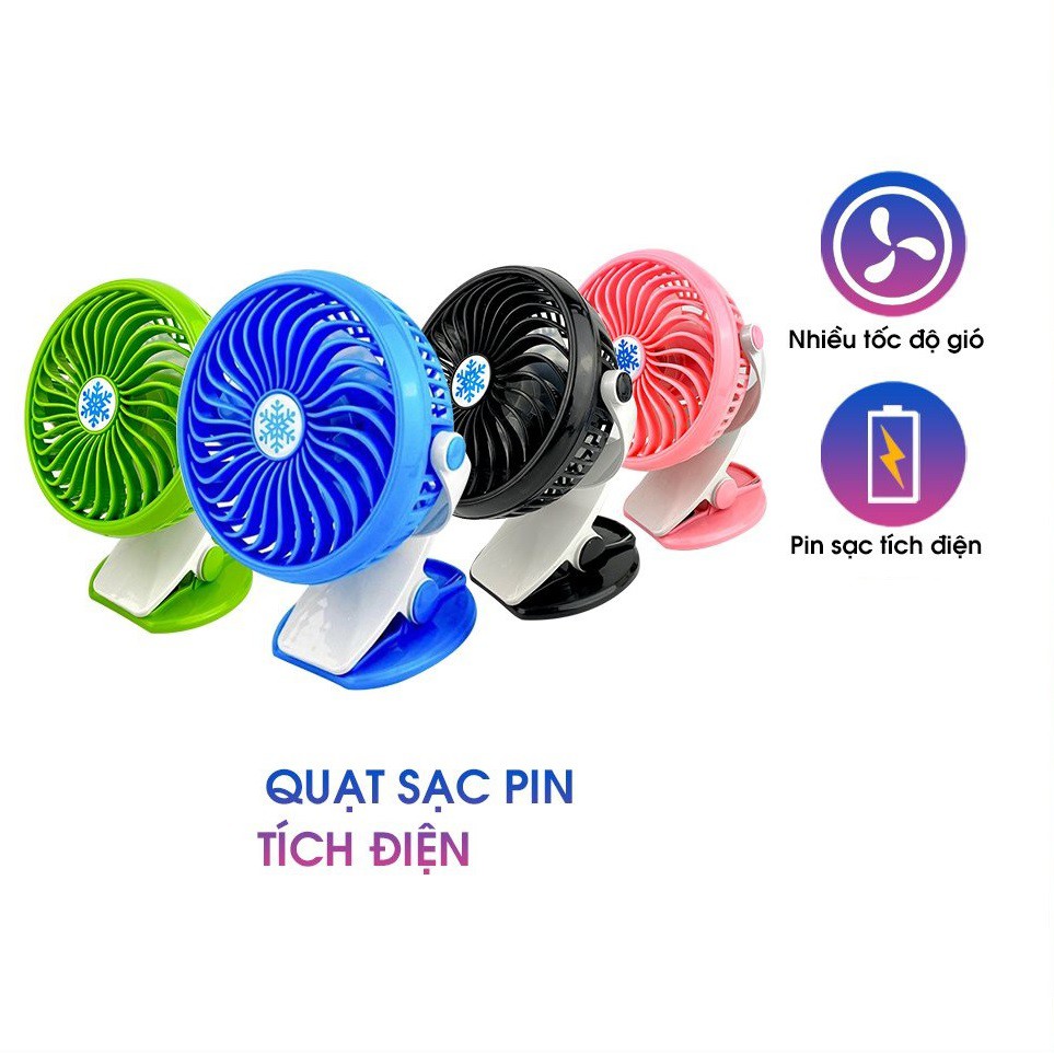 Quạt Kẹp Bàn Mini Thích hợp cho dân Văn Phòng, Xoay 360 độ, Kẹp chắc chắn – Siêu Mát - Quạt tích điện mini