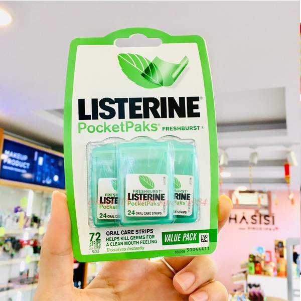 Miếng Ngậm Thơm Miệng LISTERINE - Freshburst Pocketpaks Breath Strips (24 Miếng x 3 Hộp - Xanh Lá)