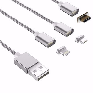 Cáp sạc từ nam châm hít Type C 3 đầu