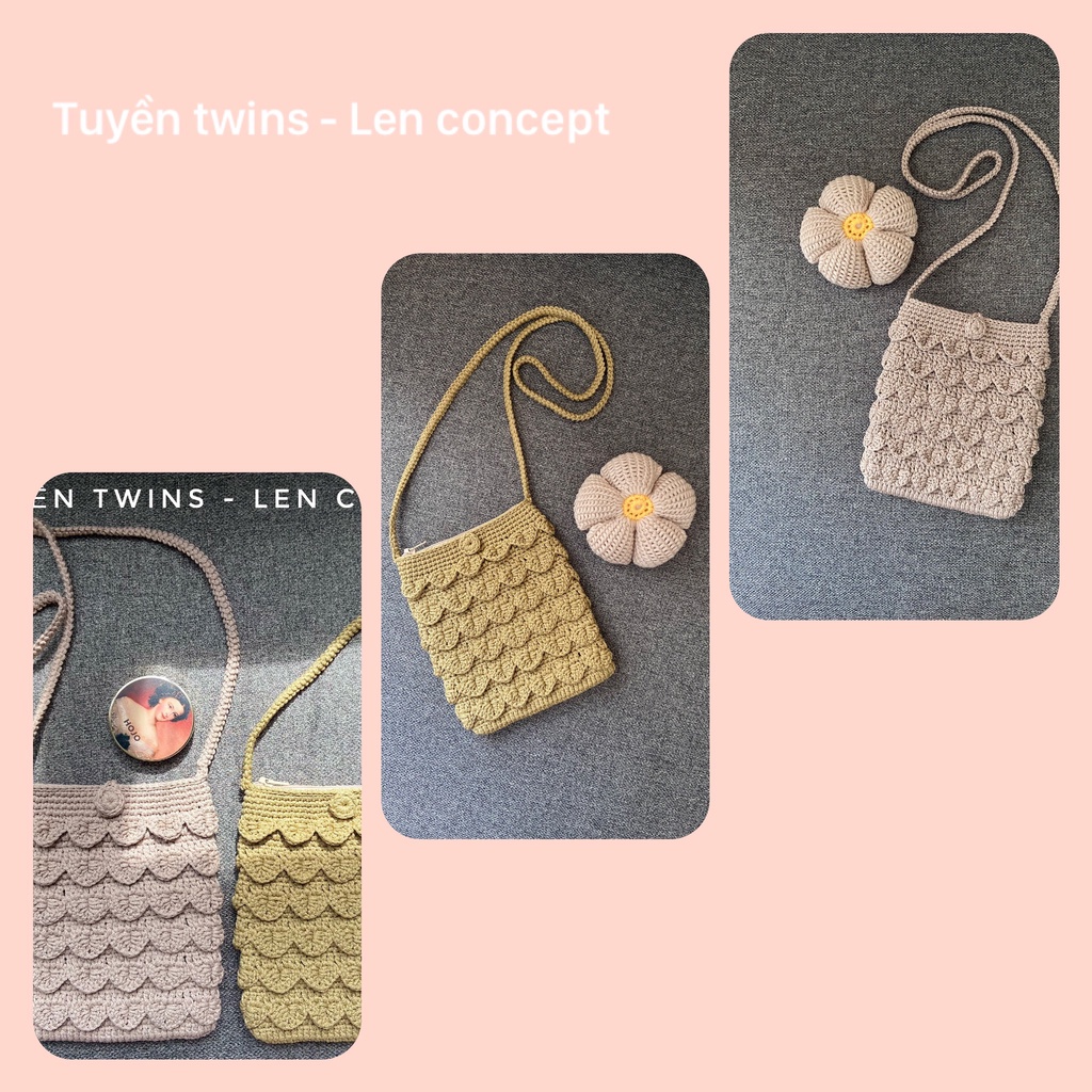 Túi len đeo chéo - Họa tiết bán nguyệt - HANDMADE 100%