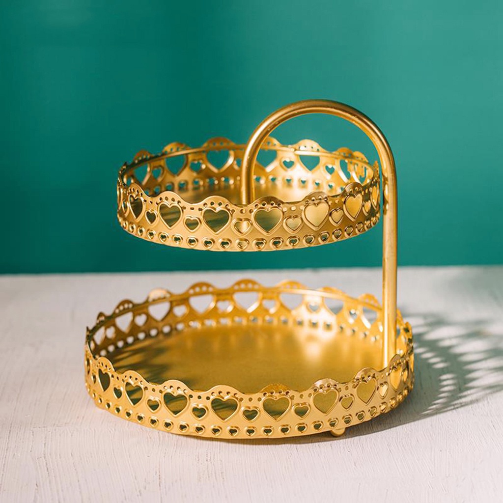 Khay Sắt 2 Tầng Đựng Trái Cây Trang Trí Nhà Cửa