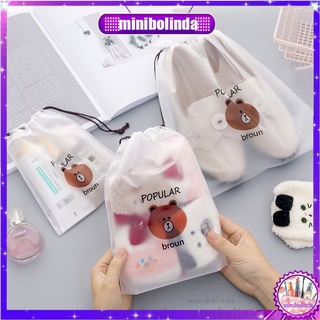  Túi Dây Rút Đựng Giày Dép/Quần Áo/Đồ Lót Chống Nước Hình Gấu nâu