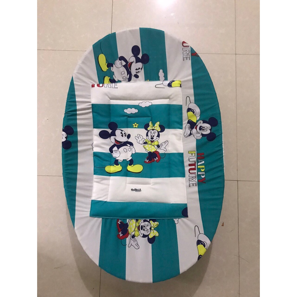 Bọc nệm nôi tre cho bé đủ loại dành cho 3 size nôi (85x55.90x60.100x60)