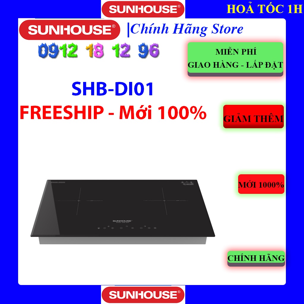 [SUNHOUSE DI01] Bếp đôi điện từ SUNHOUSE SHB-DI01, Bảo hành chính hãng 3 năm