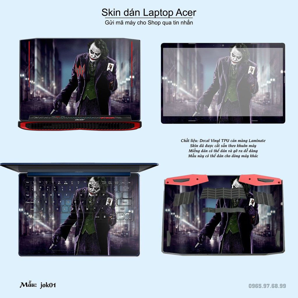 Skin dán Laptop Acer in hình Joker (inbox mã máy cho Shop)