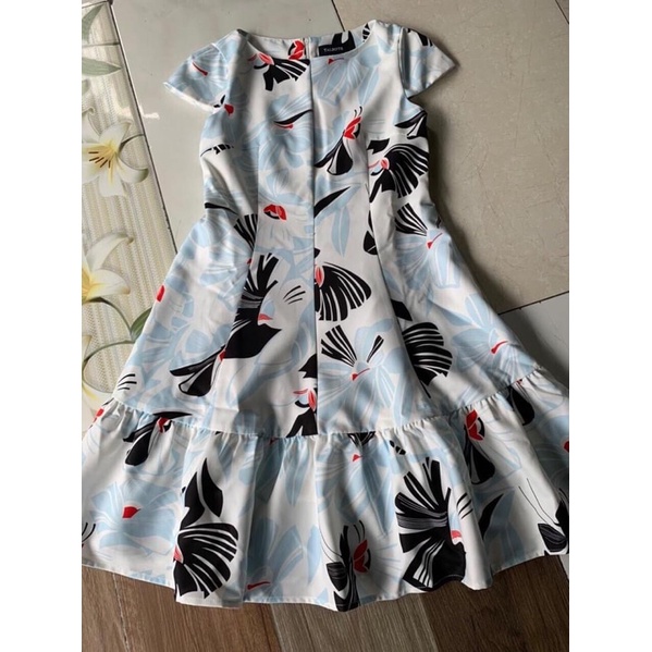 Đầm Talbots sang xịn dáng baby doll xoè in hoạ tiết thanh lich