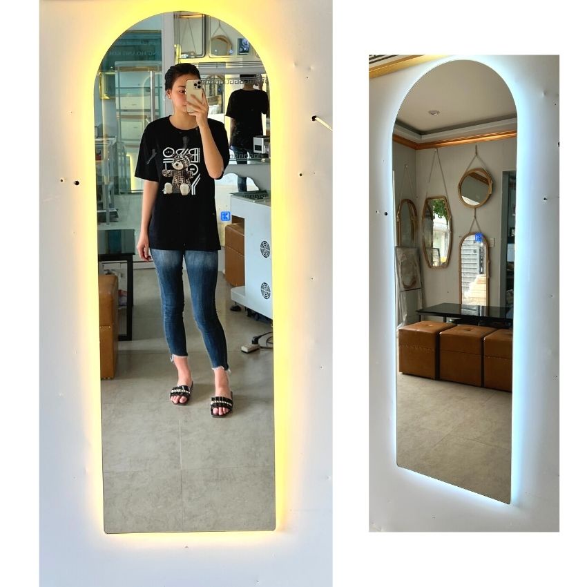 Gương led toàn thân hình mái vòm treo tường tính năng led hậu 3 màu kích thước 60x170cm BẢN TIÊU CHUẨN guonghoangkim