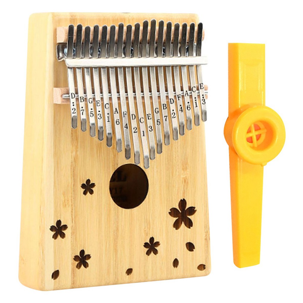 Đàn Kalimba 17 Phím Gỗ Trúc Yael Y17B-F Khắc Hoa Kèm Kèn Kazoo DreamMaker - HÀNG CÓ SẴN